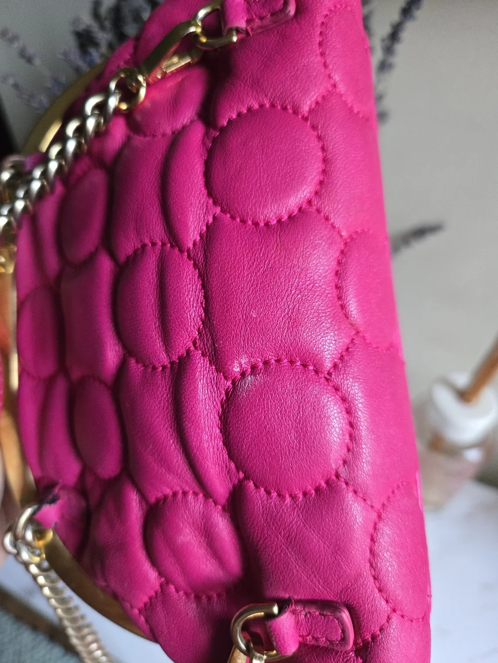 Rare Vintage Moschino Kisslock Pink Quilted Leather Shoulder Bag & Backpack